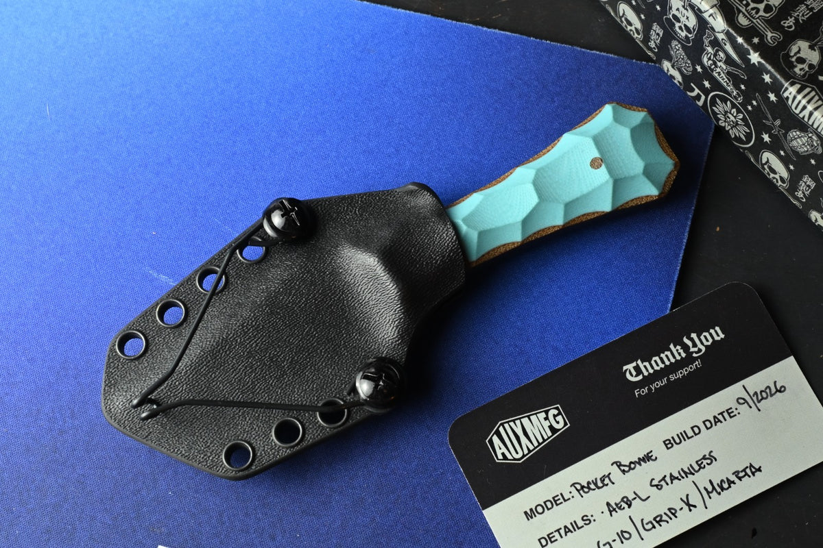 CUSTOM Auxiliary MFG Pocket Bowie - Light Blue G10 / GripX Darkwash AEB-L
