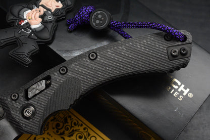 NEW Microtech Amphibian Ram Lok CF SHADOW w/ Playge Skall Bead & Wick Pack