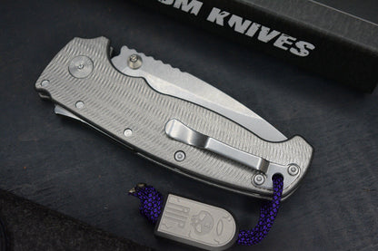 RARE Demko AD20 XL MagnaCut Drop Point / Textured Bead Blasted Ti w/ Tombstone