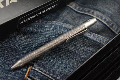 RARE Nottingham Tactical G2 Double Lock - Carved, Blasted & Tumbled Titanium Pen