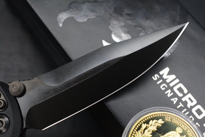 RARE Microtech Socom DLC Spike Grind Purple Haze Fat CF w/ Playge Bead/Wick Pack