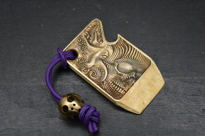 RARE “Fatboy Creations” Kraken Skull Brass Pry Bar USA Made Handmade Re NGMCo