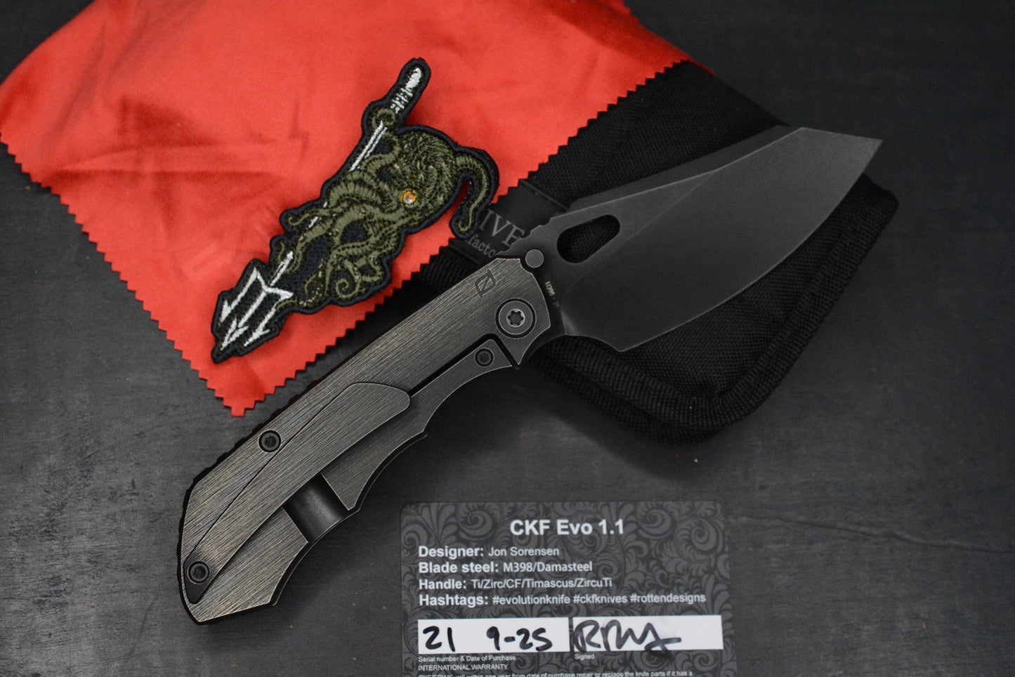 RARE Custom Knife Factory Rotten Evo 1.1 Barked Black DLC/S90V Matte