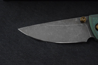 NEW CHAVES Knives RCK9 - Green Dragon Scale Mod Ti / M390 Drop Point / Ano Ti