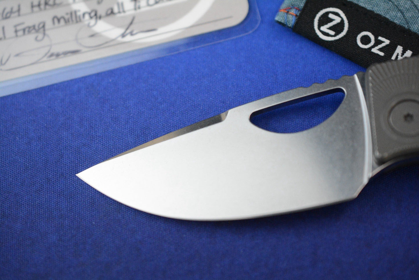 RARE Oz Machine Co Roosevelt Radial Frag Milled Scales / POLISHED Magnacut Blade