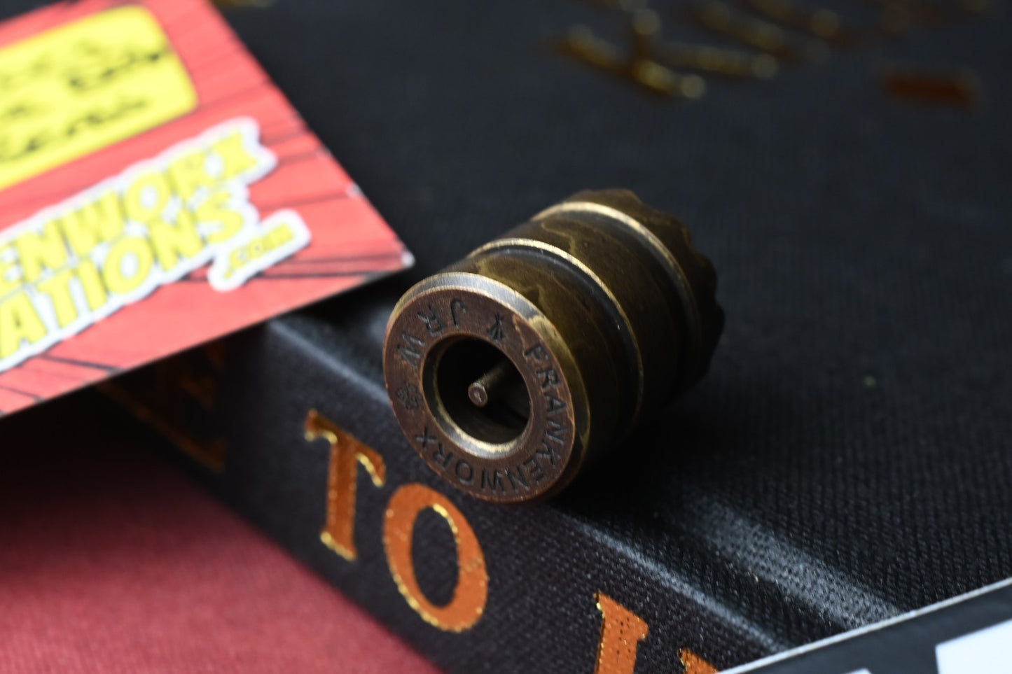 RARE JRW x Frankenworx 2-Line The End Curator Bead - Antique Brass w/ COA