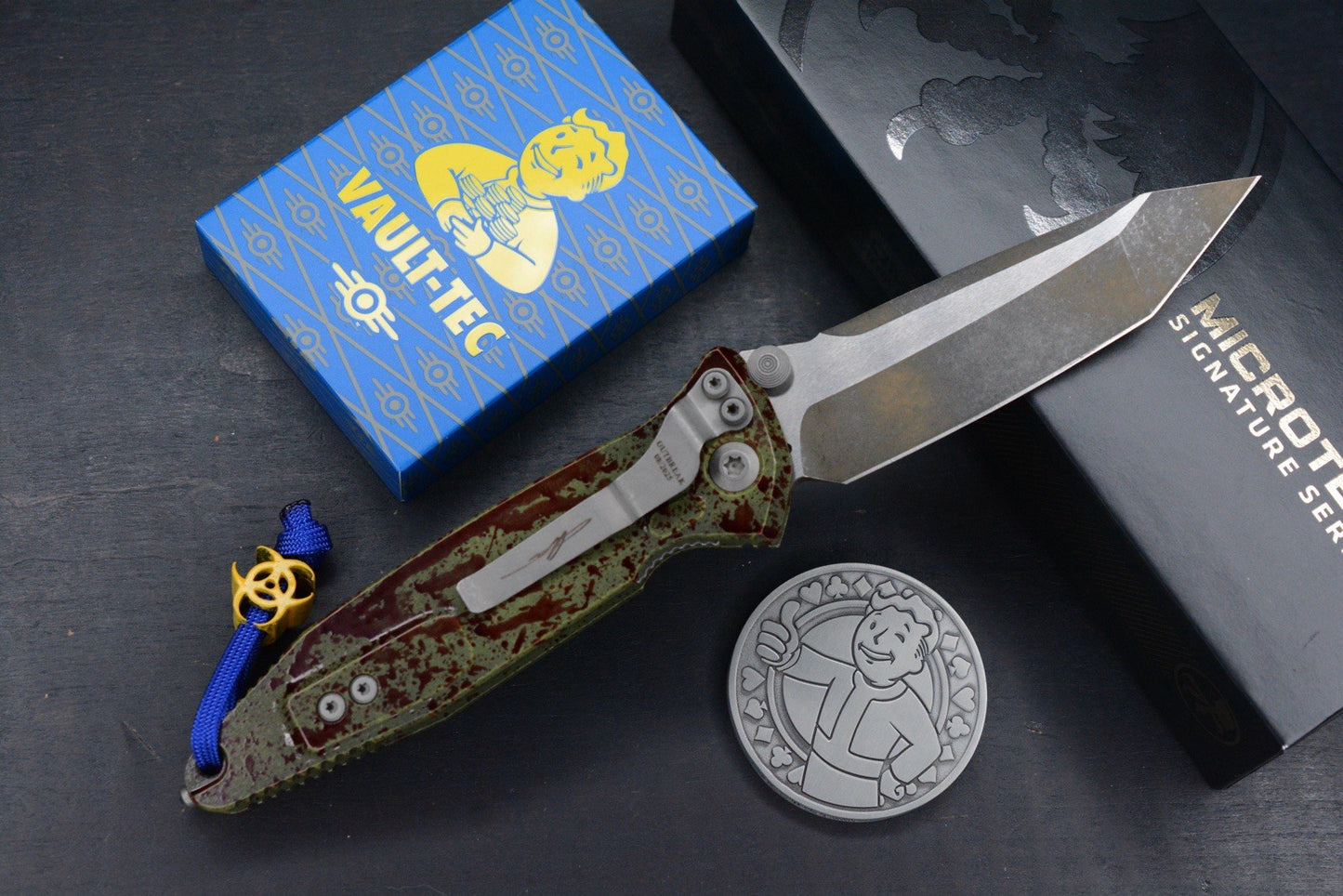 NEW Microtech SOCOM Elite T/E Outbreak w/ Fallout Patch Pack & Biohazard Bead