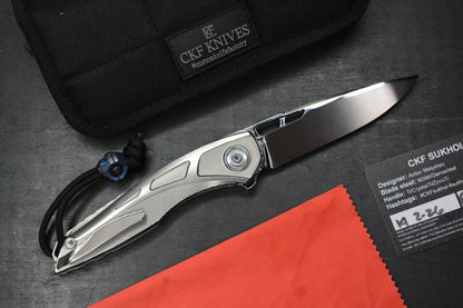 NEW Custom Knife Factory Sukhoi 5 Polished Blade & Scales /Crystal Ti Backspacer