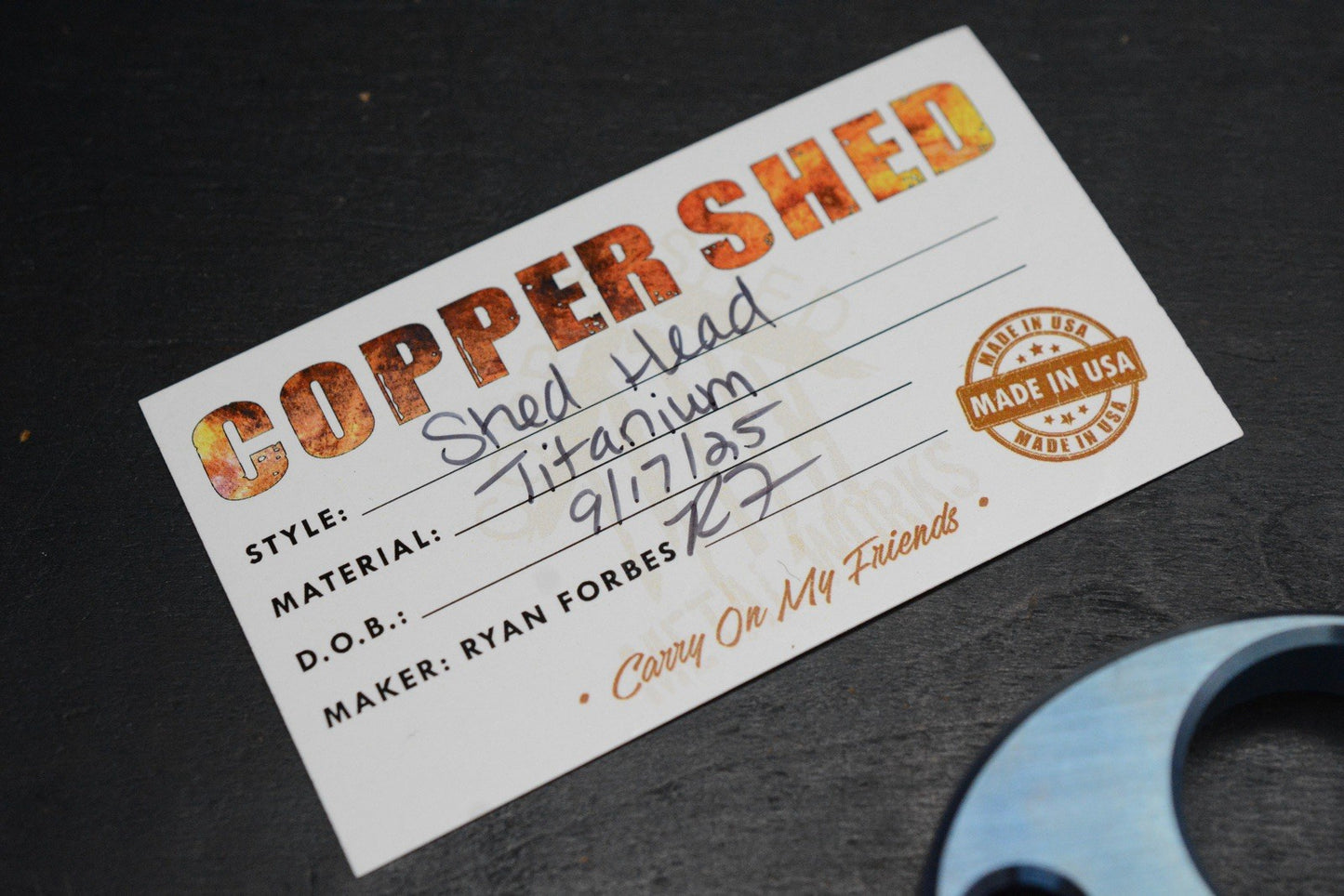 NEW Copper Shed Shed Head V6 Ano Ti Bottle Opener w/ Timascus Bead Re Microtech