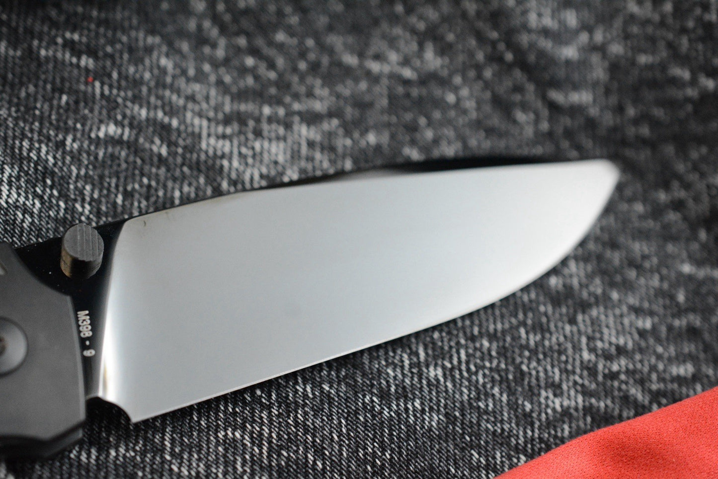 RARE Custom Knife Factory Lex - Blue CF Inlay / High Polish Black DLC M398 SN009