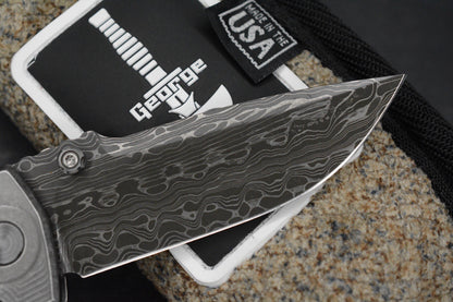 RARE Les George Morph VECP - Chad Nichols Intrepid Damascus Blade / Ti Scale