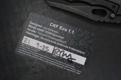 RARE Custom Knife Factory Rotten Evo 1.1 Barked Black DLC/S90V Matte