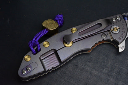 RARE Hinderer Spec Assembly XM-18 2-Tone/ Natural Micarta / Purple BB Brass Hdw
