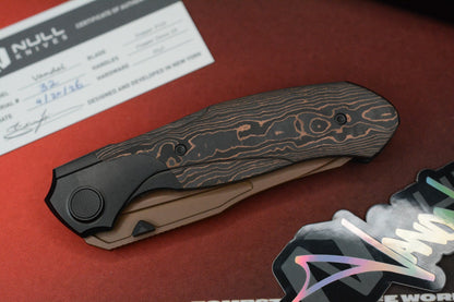 NEW Null Knives Vandal Knife Ti/Copper  PVD/ Camo Carbon Fiber SN 32 Of 50