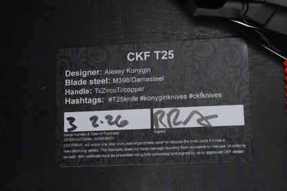 NEW Custom Knife Factory T25 DLC Milled Ti / Polished DLC M398 w/Zirc Droid Bead