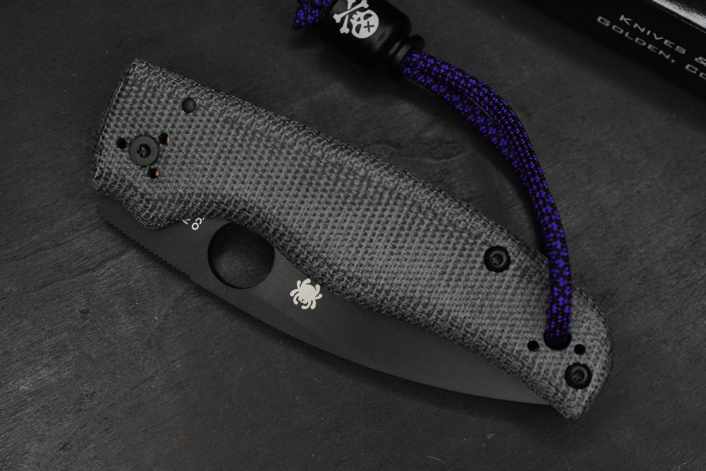 NEW Spyderco Shaman Grey Micarta Black DLC M390 Drop Point  w/ Poison Bead