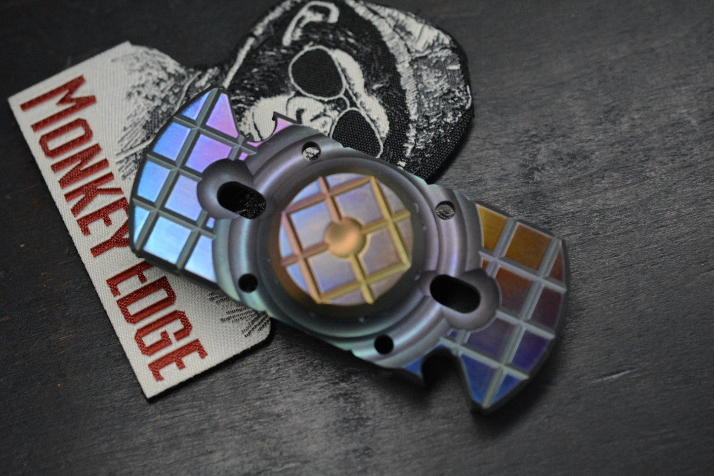 NEW Monkey Edge x Steve Ryan Orbital Frag Oil Slick Ano w/ME Patch Re Microtech