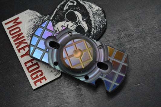 NEW Monkey Edge x Steve Ryan Orbital Frag Oil Slick Ano w/ME Patch Re Microtech