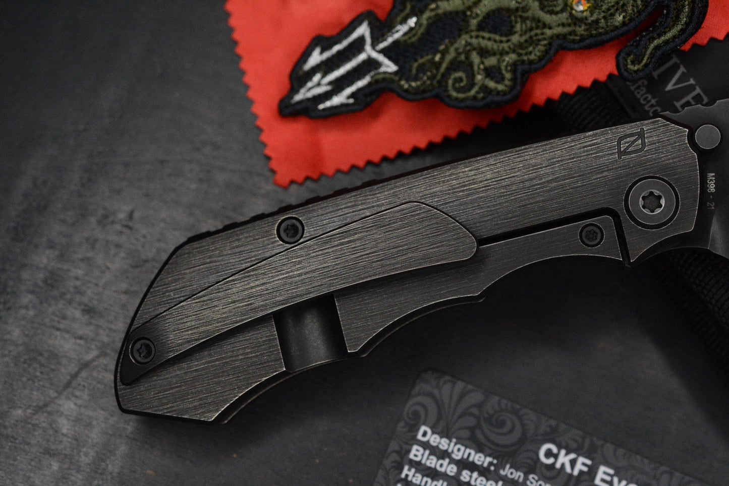 RARE Custom Knife Factory Rotten Evo 1.1 Barked Black DLC/S90V Matte