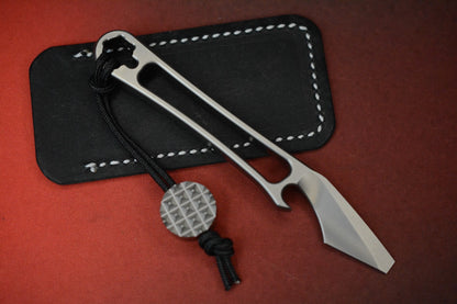 NEW Nice Guy Machine Co Japanese Cowboy Clipless Skeleton Ti Pry w/Sheath & Bead