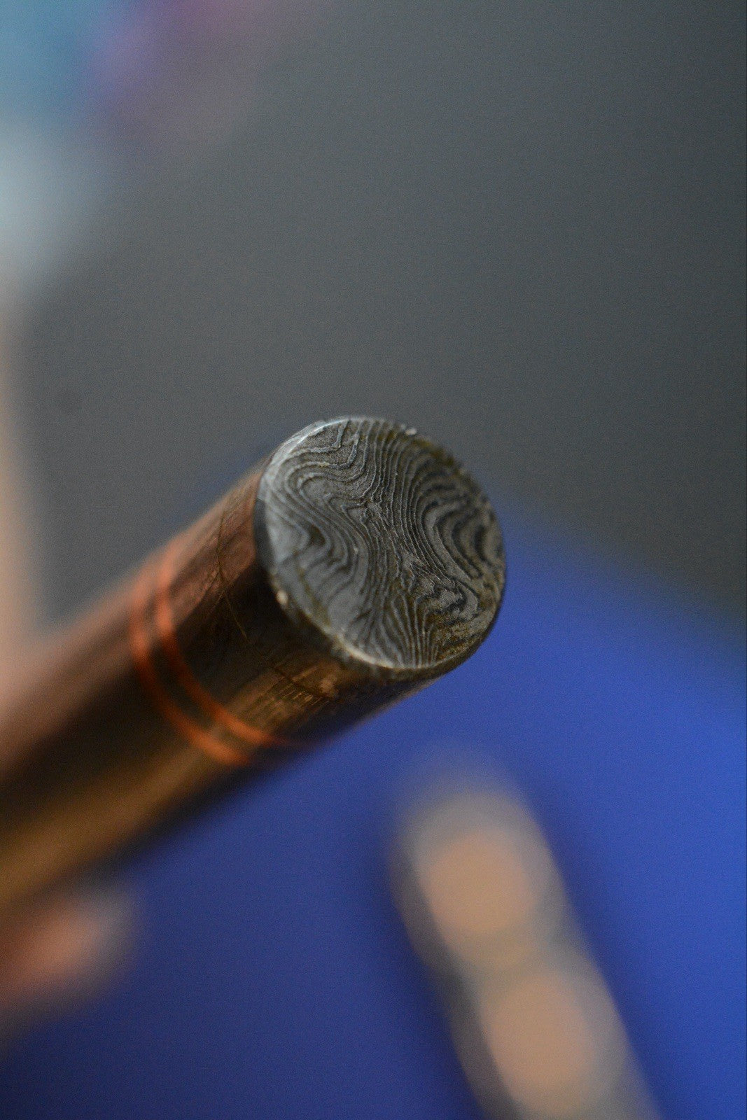 RARE Royal Creations Damascus & Copper Twist Cap Pen USA - Re Playge Microtech