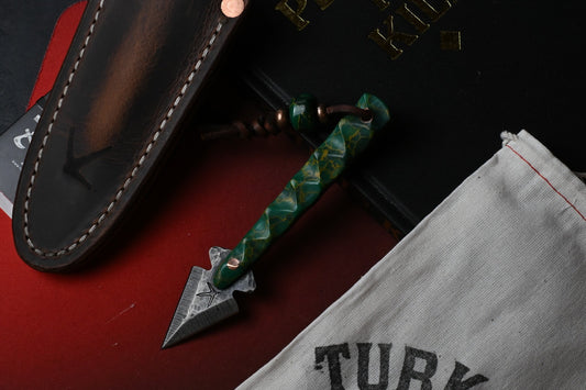 RARE Turkey Run Knife Co Broken Arrow Fixie - Arizona Jade Trustone w/ Sheath