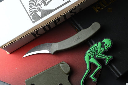 RARE Ed’s Manifesto & Kopis Designs Sneakreaper Elvia Field Knife Green /Polish