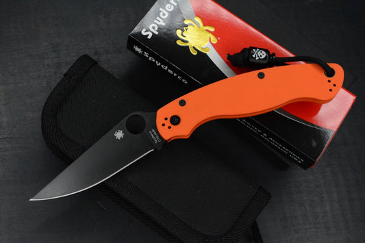 RARE Spyderco EXC Military 2 Black DLC /Orange G-10 Comp Lock w/Poison Bead