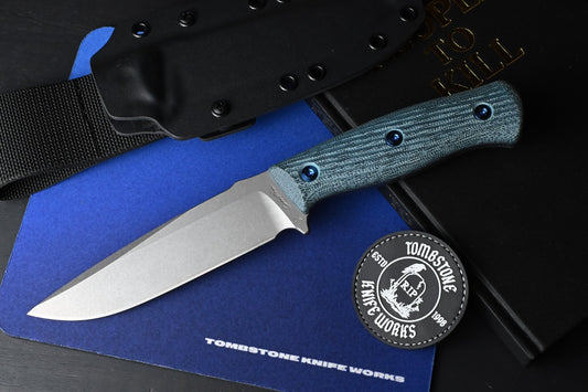 RARE Carothers Performance Knives FK3 Field - Blue Canvas Micarta / Magnacut