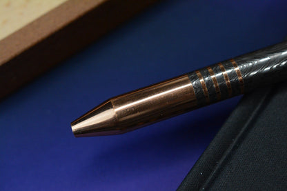 RARE Royal Creations Damascus & Copper Slide Bolt Pen USA - Re Playge Microtech