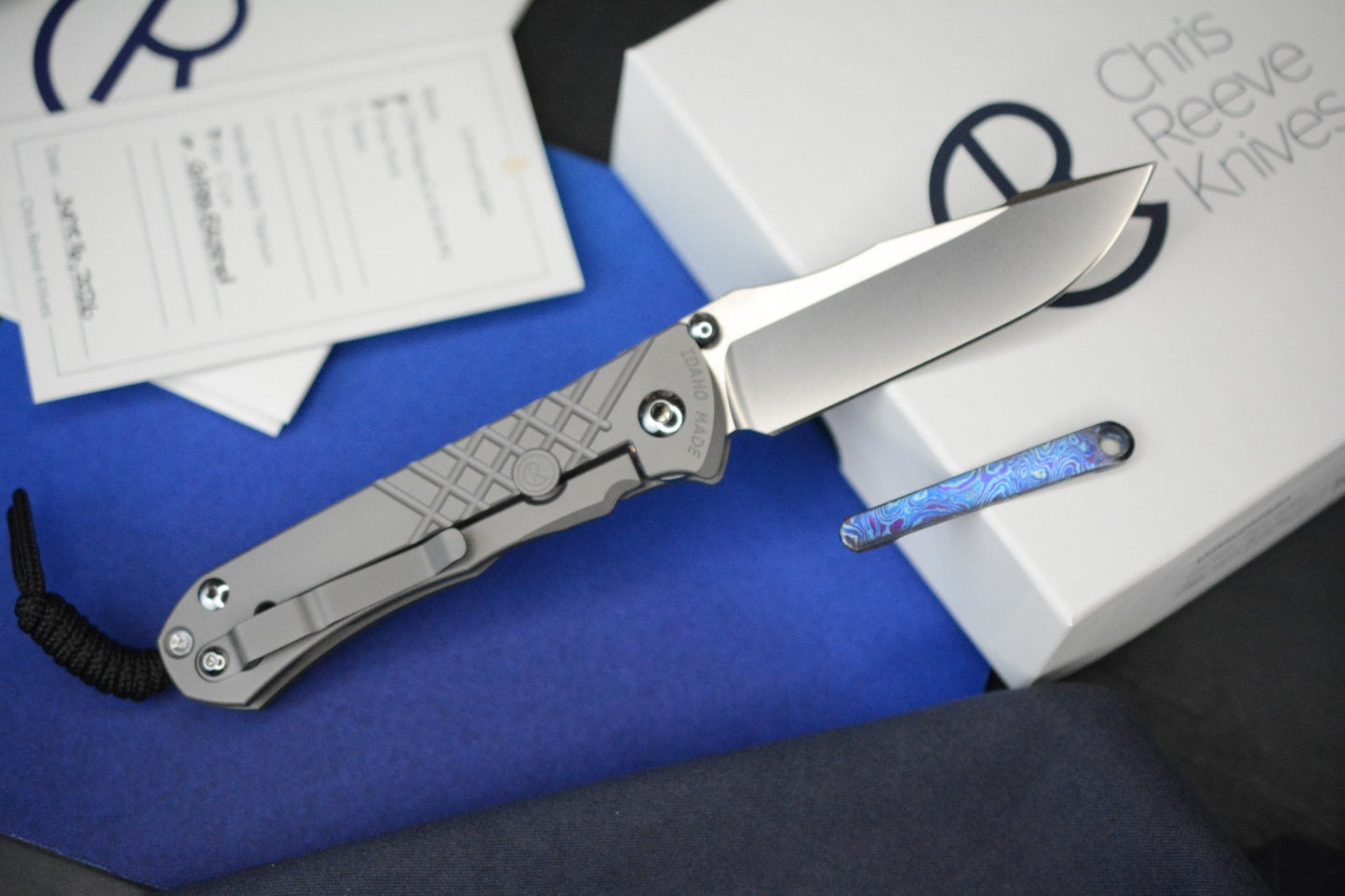 NEW Chris Reeve Umnumzaan - Glass Blasted / Drop Point Magnacut w/ Timascus Clip