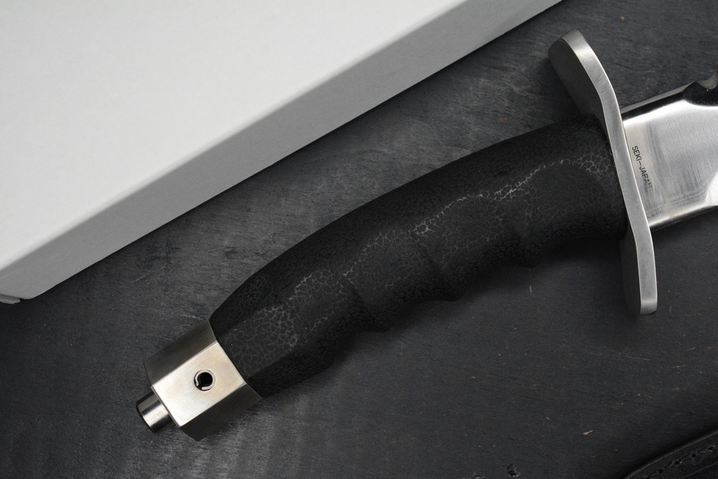 RARE+ Al Mar Knives Seki Japan Warrior Satin Blade /Rubber Hdle w/Leather Sheath