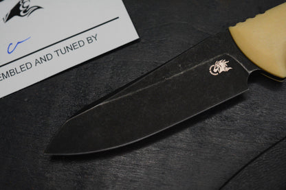 NEW Hinderer Flashpoint Magnacut Sheepsfoot Fixie - Battle Black Buckeye Handle