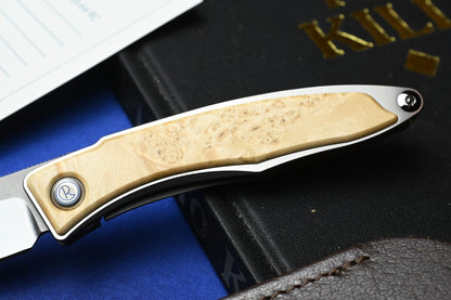 NEW Chris Reeve Mnandi - Box Elder Wood Inlay / Magnacut DP w/ Leather Sheath