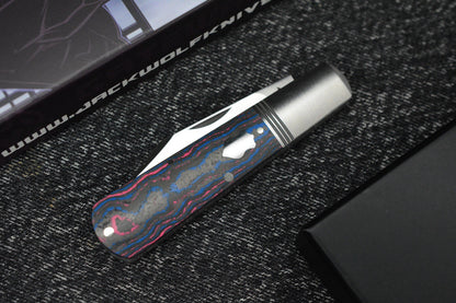 NEW Jack Wolf Gateway Barlow - Camo Carbon Handle/ Nickel Silver/ Sandvik 14C28N