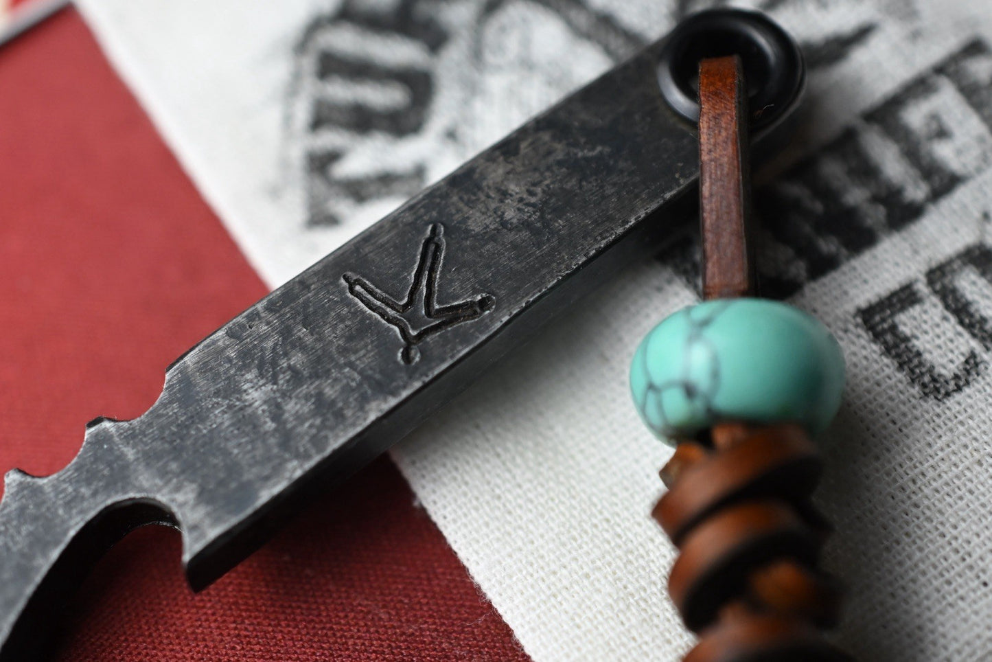 RARE Turkey Run Knife Co Pry - SW 80CRV2  w/ Turquoise Trustone Bead SN 122