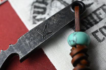 RARE Turkey Run Knife Co Pry - SW 80CRV2  w/ Turquoise Trustone Bead SN 122