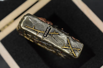 RARE CUSTOM - 3-D Sculpted Joker Zippo Lighter w/ Wood Case