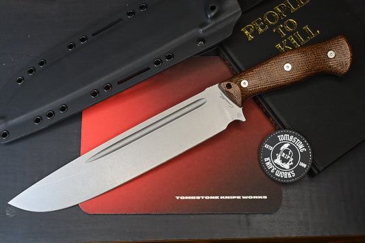 NEW Carothers Performance Knives Light Chopper - Burlap Micarta / Delta 3V 16”