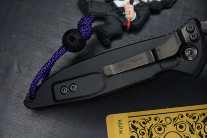 RARE Microtech Socom DLC Spike Grind Purple Haze Fat CF w/ Playge Bead/Wick Pack