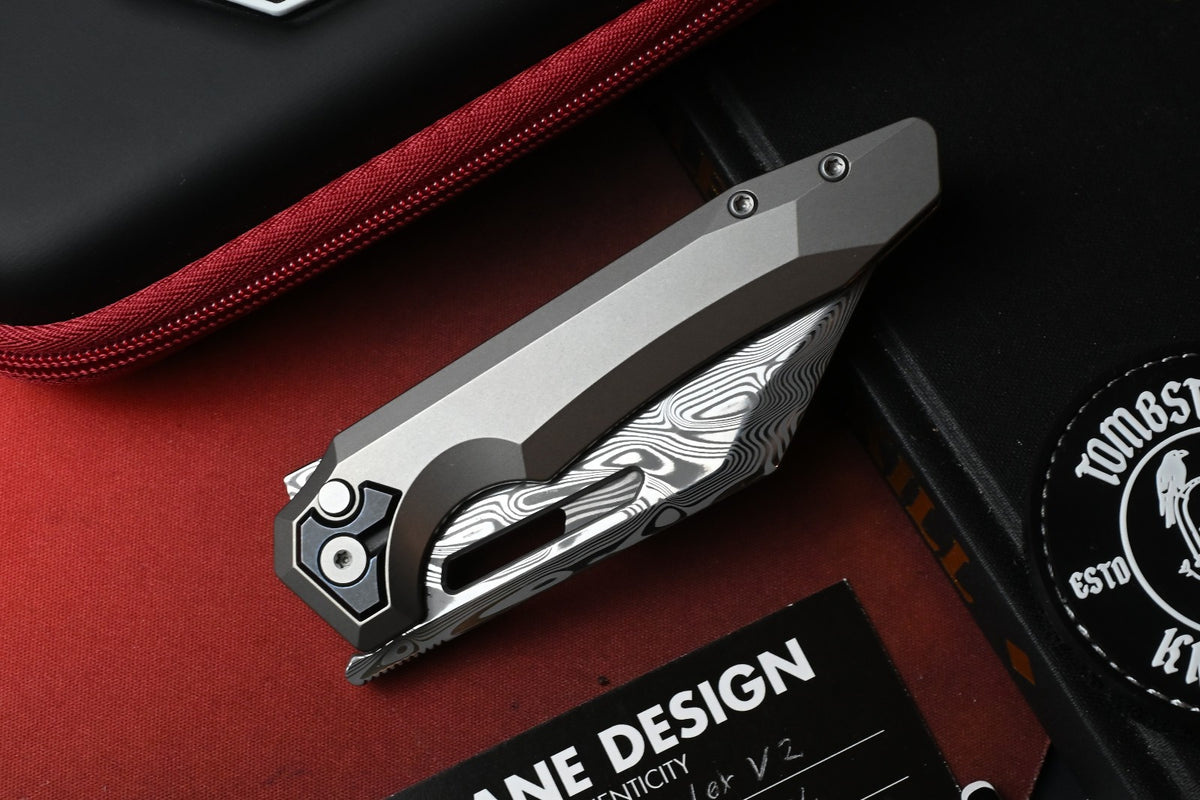 NEW Arcane Design Crawler - Beadblast Ti / Damasteel Wharncliffe