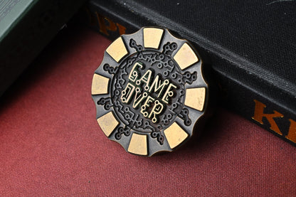 RARE HiTex Gear x Tech Pirate - Game Over THICK Chip - Engraved Brass
