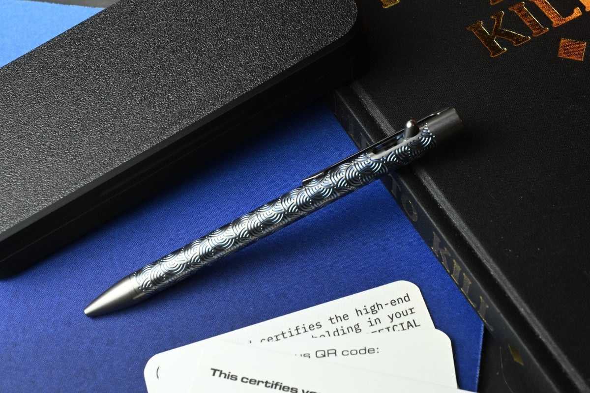 RARE Urban EDC x Magnus Titanium Click Shift Pen - Matte Ti w/ Blue Ti Seigahai
