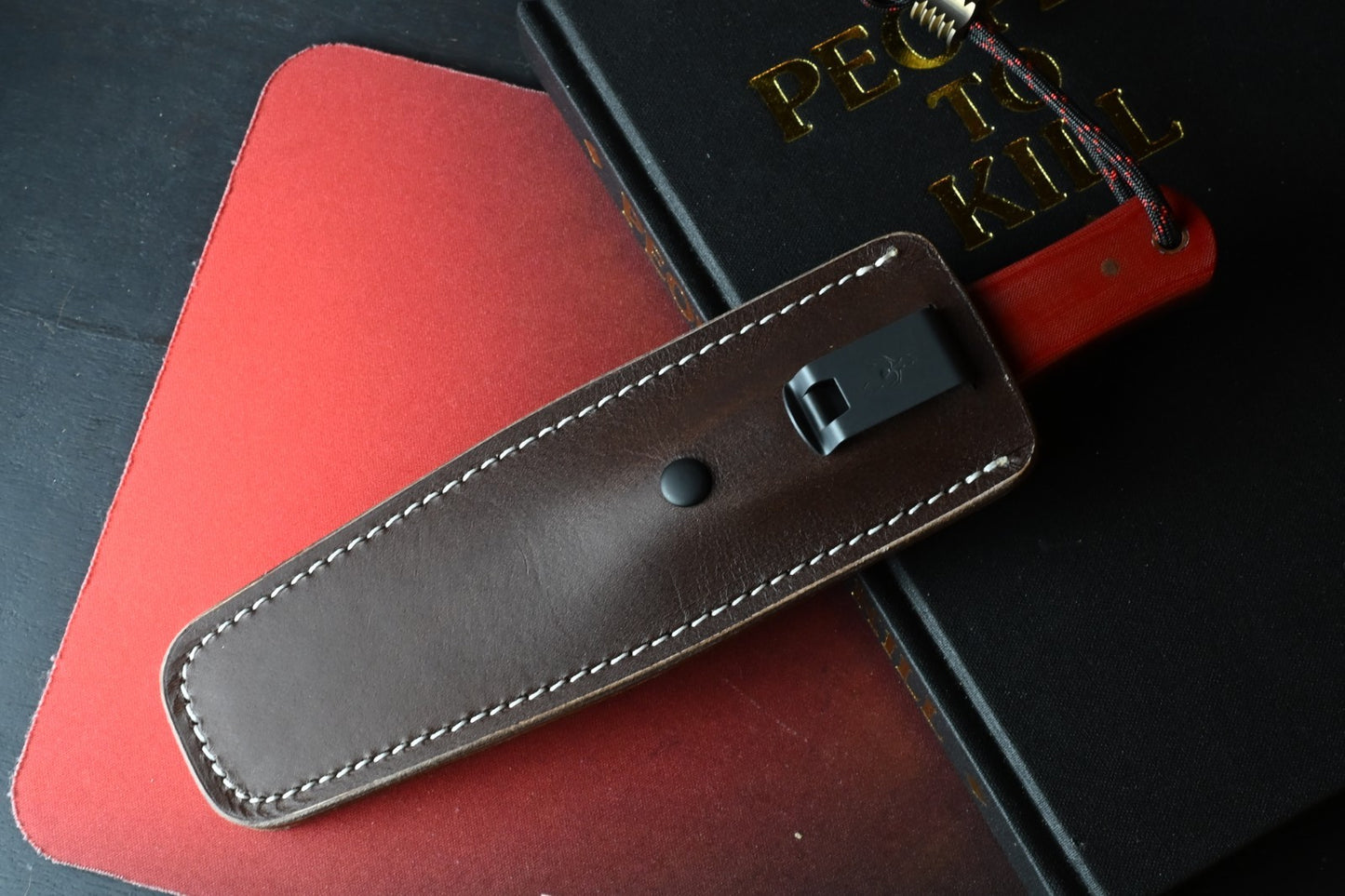 RARE Jack Wolf x LT Wright USA MADE Vampire Hunter - Red Linen Micarta w/ Sheath