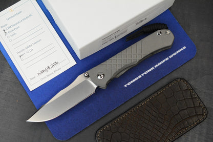 NEW Chris Reeve Umnumzaan - Sand Blasted / Drop Point Magnacut w/Leather Sheath