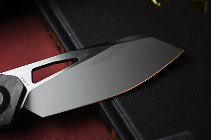 RARE Custom Knife Factory x Keanison Basset - Blackened Crystalized Ti / M398