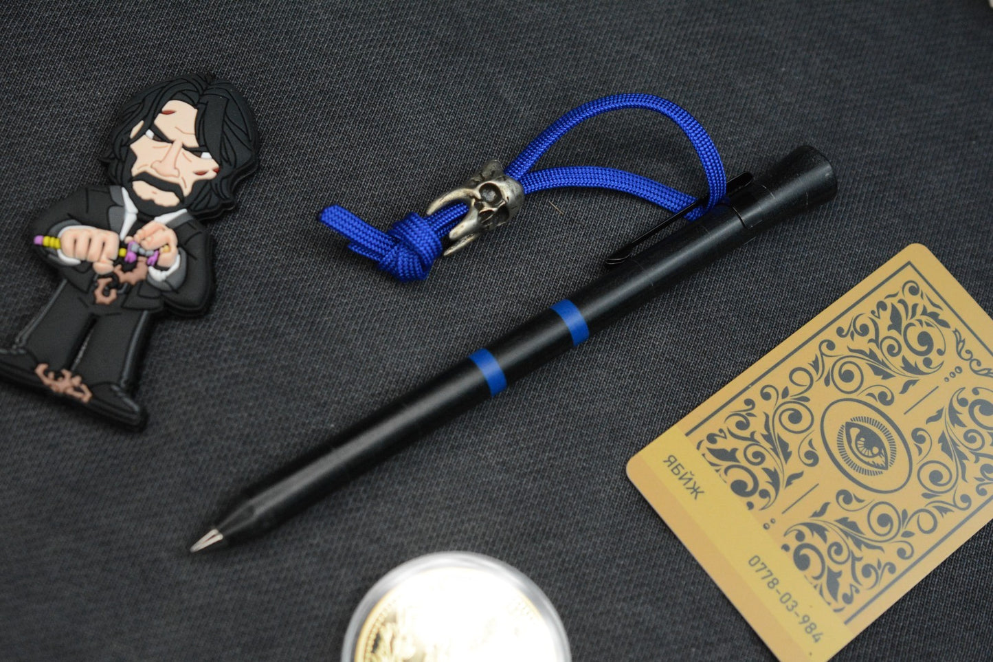 NEW PBJ Handmade Knives - Stylus C Pen Spike Blue/Black Micarta w/John Wick Pack