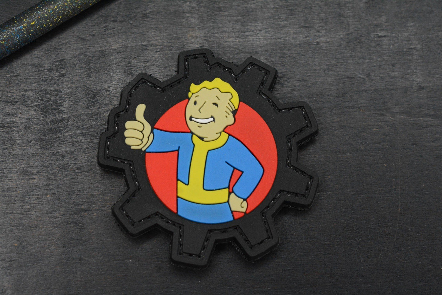 RARE TAC-P Ti PVD Black Spike Fallout Vault-Tec Blue/ Yellow w/ Bead & Patch