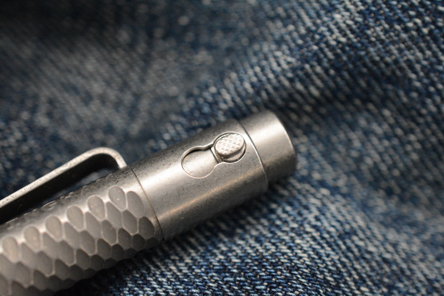RARE Nottingham Tactical G2 Double Lock - Carved, Blasted & Tumbled Titanium Pen