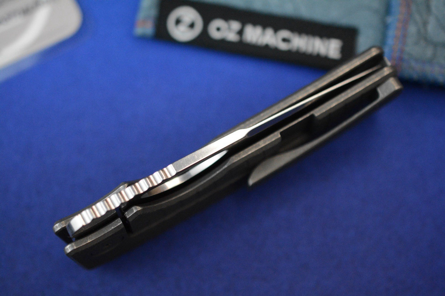 RARE Oz Machine Co Roosevelt Radial Frag Milled Scales / POLISHED Magnacut Blade